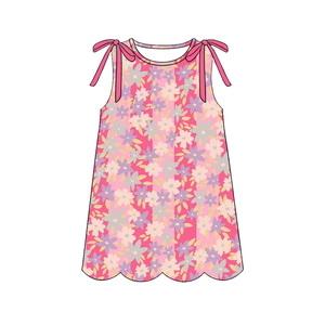 Conjunto de Ropa para Niñas Pequeñas, Estilo Boutique, Casual, Bonito, con Estampado Floral, Lazos, Transpirable, para Primavera y Otoño, Tela de Lana, Borde Festoneado - Product Image 4