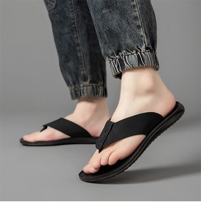 Hot Sales Genuine Leather Upper Men's Outdoor Beach Flip Flops Flipflops <b>slippers</b> for Men Summer - Product Image 3