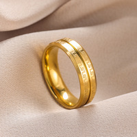 Ensemble Bagues de Mariage et de Fiançailles en Acier Inoxydable Plaqué Or 18K PVD, Style Classique, Simple et Élégant, avec Motif Diamant