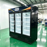 Vitrine Réfrigérée Verticale Commerciale de Haute Qualité à 3 Portes en Verre avec Refroidissement par Ventilation pour Supermarché
