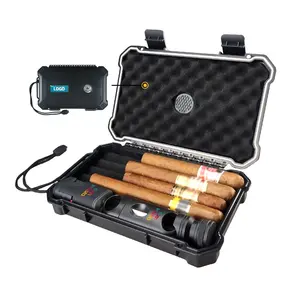 Custom cigar brand private label cigar travel boxes case humidor luxury set including cigar lighter and cutter and holder