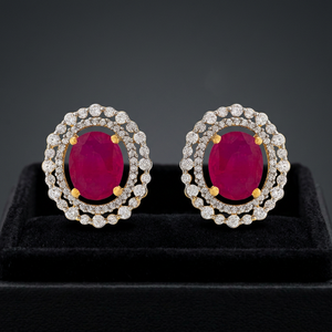 Boucles d'oreilles clous tendance en alliage de zinc, zircon, cuivre, diamant principal et perle sertie, pour femme, finition rodium-Or, modèle 185323 - Product Image 3