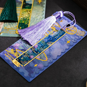 Chất Lượng Cao UV Bookmark Laser Khắc Rỗng Thèm Thép Không Gỉ Brass Trống Men Tùy Chỉnh Van Gogh Phong Cách Kim Loại Bookmark - Product Image 4