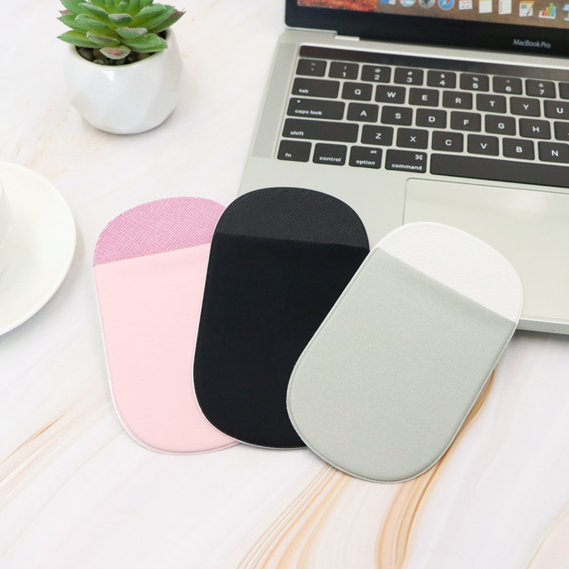 In Stock Oval Shaped Mouse Pouch Self-adhesive Wireless Mouse Holder Multi-Functional Desk Organizer for Laptop Back Mouse
