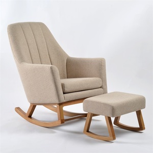 Fauteuil à bascule d'allaitement en bois pour chambre de bébé, canapé-lit avec base en bois - Product Image 1