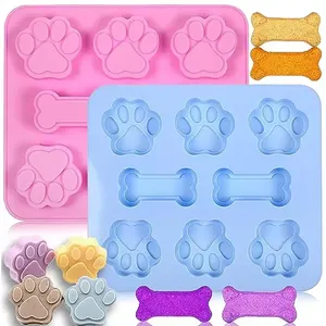 Kitchen Baking Cake Decoration New Silicone Fondant Mold Mini Cat Feet And Bone Shape Soap Cake Mold