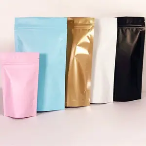 Bolsa de plástico con cremallera para comida, lámina de aluminio de alta calidad, mate, personalizada, fabricante, listo para enviar, venta al por mayor, precio bajo