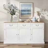 Buffet à 3 tiroirs - Armoire de rangement de 170 cm de large pour salle à manger/salon/entrée Blanc/Noir Personnalisable