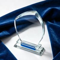 Offre Spéciale – Plaque en Verre Cristal Bleu, Trophée en Verre, Récompenses en Cristal – Logo Personnalisable, Vente en Gros à Prix Abordable