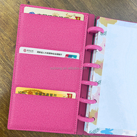 Nouveau design, carnet de notes à reliure à anneaux en cuir PU A6, pages intérieures avec des fleurs, carnet de notes pour l'université