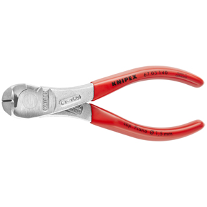 KNIPEX 67 03 140 End Cutting <b>Side</b> <b>Cutters</b> - heavy duty plastic coated chrome plated 145 mm - Product Image 1