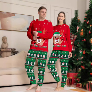 Conjuntos de pijama de Navidad con temática de Papá Noel rojo y verde de talla grande <span class=keywords><strong>Pijamas</strong></span> de Feliz Navidad a juego para la familia - Product Image 3
