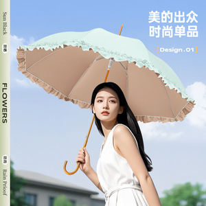 ร่มลายดอกไม้ 8 ซี่โครง โลหะผสม กางมือ ป้องกันแดดฝน ดีไซน์น่ารัก - Product Image 3