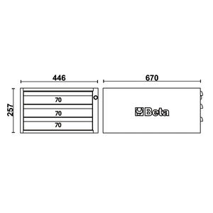 Beta C58CS/A 3C antracita Cofre de 3 cajones para bancos de trabajo modulares C58BC - Product Image 2