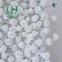 Backdrop Bunga Mawar Artifisial 3D 5D Putih Elegan Grosir 8x8 untuk Dekorasi Pesta, Thanksgiving, dan Pernikahan
