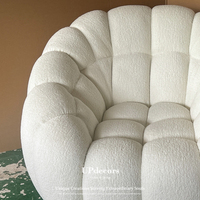 Fauteuil individuel ergonomique de salon moderne en bouclette, design enveloppant, haute qualité, personnalisé
