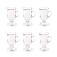 Tasses à café en verre Excelsa Classic Design, 12 cl, lot de 6, transparentes, motif uni, à paroi simple, verres à café irlandais, compatibles lave-vaisselle