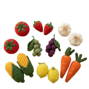 Ensemble de jouets en crochet 100 % coton - Légumes et fruits tricotés à la main - Jouets sensoriels doux et écologiques pour la cuisine des enfants - Product Image 1