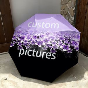 1 Parapluie Pliant Personnalisé Violet Printanier avec Photo, Sans Minimum de Commande, Cadeau Floral Personnalisé - Product Image 1