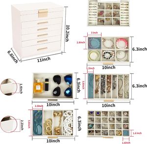 Luxury Classic Design Leather Handmade Pink Jewelry <b>Box</b> Organizer Storage <b>Box</b> for <b>Necklace</b> Ring-Premium Wood Gift - Product Image 4