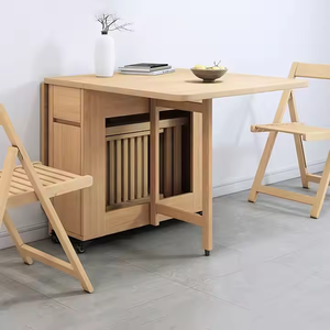 Ensemble table et chaises pliantes multifonctionnelles de petite taille en bois massif et métal pour usage hôtelier - Product Image 3
