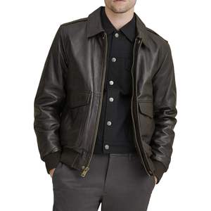 Chaqueta de Cuero Clásica A2 para Hombre, Estilo Aviador, con Cuello de Camisa, Resistente al Viento, Estilo Piloto, Motero, para Otoño - Product Image 6
