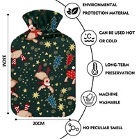 Bouillotte en caoutchouc pour thérapie par la chaleur, coussin chauffant, sac à eau chaude 2000 ml avec housse en polaire et ensemble bouteille d'eau en acier inoxydable