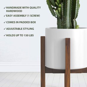 Support pour plantes écologique du milieu du siècle - <span class=keywords><strong>Bois</strong></span> massif fait à la main pour utilisation en jardin Convient aux pots de taille moyenne/grande de 8 à 12 pouces Marron foncé - Product Image 4