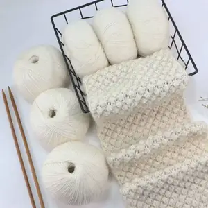 Charmkey ручная Вязаная кашемировая пряжа <span class=keywords><strong>3</strong></span>-слойная тонкая мягкая натуральная козья шерсть пряжа для вязания свитера и шарфа - Product Image 2
