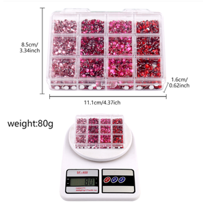 Caja de 12 Compartimentos con 80g de Resina Acrílica, Piedras Decorativas Planas y Redondas de Colores Mixtos para Decoración de Uñas y Manicura - Product Image 5