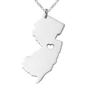 New Jersey State Collier Or Rose Argent Plaqué <span class=keywords><strong>USA</strong></span> JY <span class=keywords><strong>Carte</strong></span> Pendentifs Colliers pour Femmes Hommes Cadeaux - Product Image 2