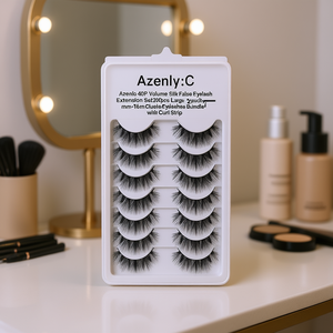 Azenlo 40P Volumen Seda Pestañas Postizas Extensión Set 200pcs 10mm-16mm Paquete de Racimos con Tira Rizadora - Product Image 2