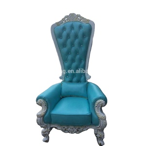 Antique <strong>Silver</strong> Gold Stroke king Queen High Back Wooden Throne <strong>Chair</strong> - Product Image 1