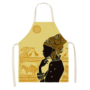 Delantales estampados africanos ama de llaves moda chica patrón algodón Lino cocina mujer delantal - Product Image 5