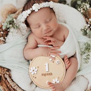 البابونج الخشبية البوهيمي بطاقة معلم زهرة 1 شهر بطاقة معلم الديكور خلفية القمر الكامل - Product Image 6