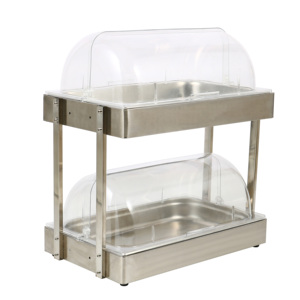 Soporte de Acero Inoxidable para Exhibición de Alimentos con Tapa para Utensilios de Cocina de Plástico Transparente con Bandeja - Product Image 6