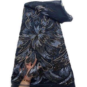 NI.AI tela de encaje con cuentas de Alta Calidad tela de encaje con cuentas <span class=keywords><strong>a</strong></span> <span class=keywords><strong>mano</strong></span> de boda vestidos tradicionales nigerianos de lujo encaje <span class=keywords><strong>para</strong></span> boda - Product Image 3