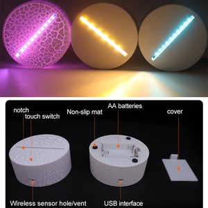 Bases de lampes de nuit en gros pour artisanat, vitraux, avec interrupteur et capteur, lampes LED en acrylique, bases en vrac pour le Royaume-Uni, bases acryliques 3D - Product Image 2
