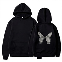 Sweat-shirt à capuche noir Codazzreet pour homme, décontracté, en coton, imprimé motif papillon, logo sur le devant, coupe classique, pour l'automne
