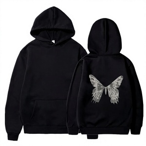 เสื้อฮู้ดดี้โอเวอร์ไซส์ผ้าฝ้ายฟลีซปักโลโก้แบบวินเทจสำหรับผู้ชาย ลายเรียบ เป็นมิตรกับสิ่งแวดล้อม - Product Image 4