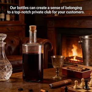 Botellas de Vino de Vidrio Transparente Negro Personalizadas con Tapón de Corcho y Serigrafía para Vodka, <span class=keywords><strong>Whisky</strong></span>, Ron, Tequila y Brandy - Product Image 4