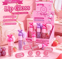 Lot de 12 porte-clés en peluche lapin coréen mignon avec brillant à lèvres, rouge à lèvres de luxe haute pigmentation mat, pailleté et crémeux, vente en gros