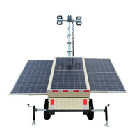 Torre de Luz Solar Móvil de 9m, Precio de Fábrica, 1410W Fotovoltaica, Batería de 1200AH, 4x150W LED, para Proyectos de Abastecimiento B2B