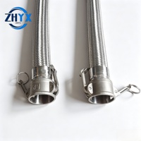 Tuyau flexible en acier inoxydable fileté, connecteur métallique tressé ondulé pour eau, gaz, huile