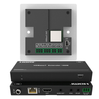 Plaque murale d'extension HDBaseT 2x1 18 Gbit/s avec entrées USB-C/HDMI, prend en charge le PoC bidirectionnel et l'IR bidirectionnel, RS-232