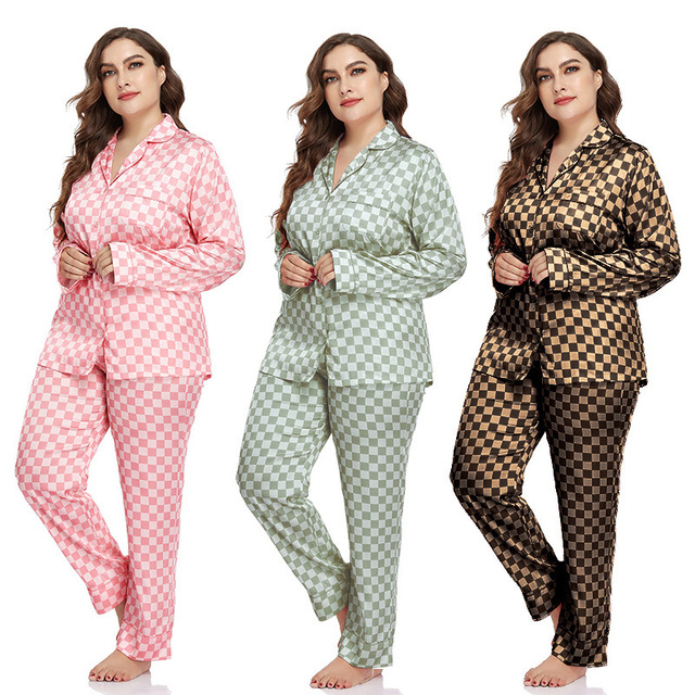 Ladies Nighty Simulation Silk Sleepwear 2XL Plus Size Loungewear Homewear Pajamas Women Pajamas Set