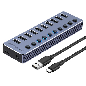 New 10 cổng trong 1 <span class=keywords><strong>USB</strong></span> Hub USB3.0 dữ liệu Docking Station Cắm và chơi 5Gbps Splitter cho điện thoại máy tính xách tay máy tính với chỉ số LED - Product Image 1