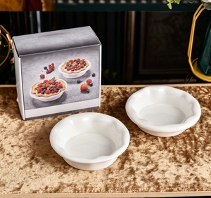 Petit ensemble de moules à tarte en porcelaine écologique, 4 pièces, mini-ramequins pour tartes et quiches - Product Image 1