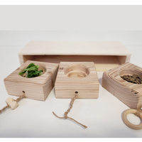 Jouet interactif en bois fait main pour lapin et petits animaux – Boîte à friandises