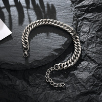 Bracelets pour hommes en acier inoxydable, chaîne à maillons cubains, couleur argent, bracelet noir or, bijoux pour hommes et femmes, cadeau